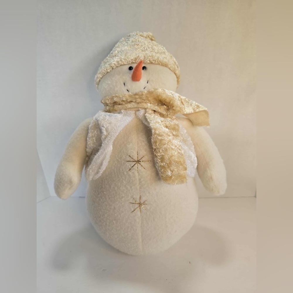 Snowman Gold & White Christmas Decoration Vintage